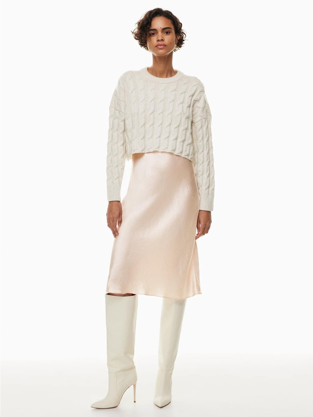 Aritzia Babaton Satin Midi Slip Skirt Denude Size 10